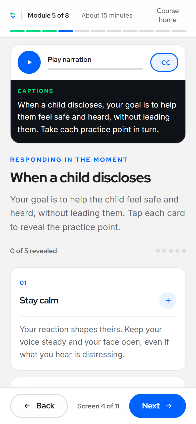 Tap-to-reveal practice cards, mobile