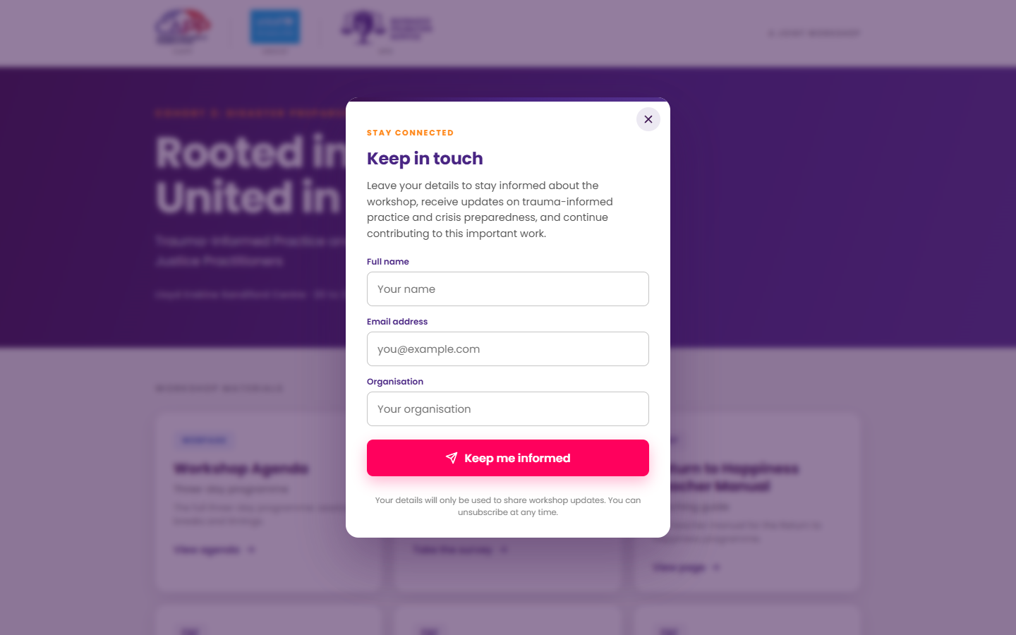 Cohort 2 site, desktop