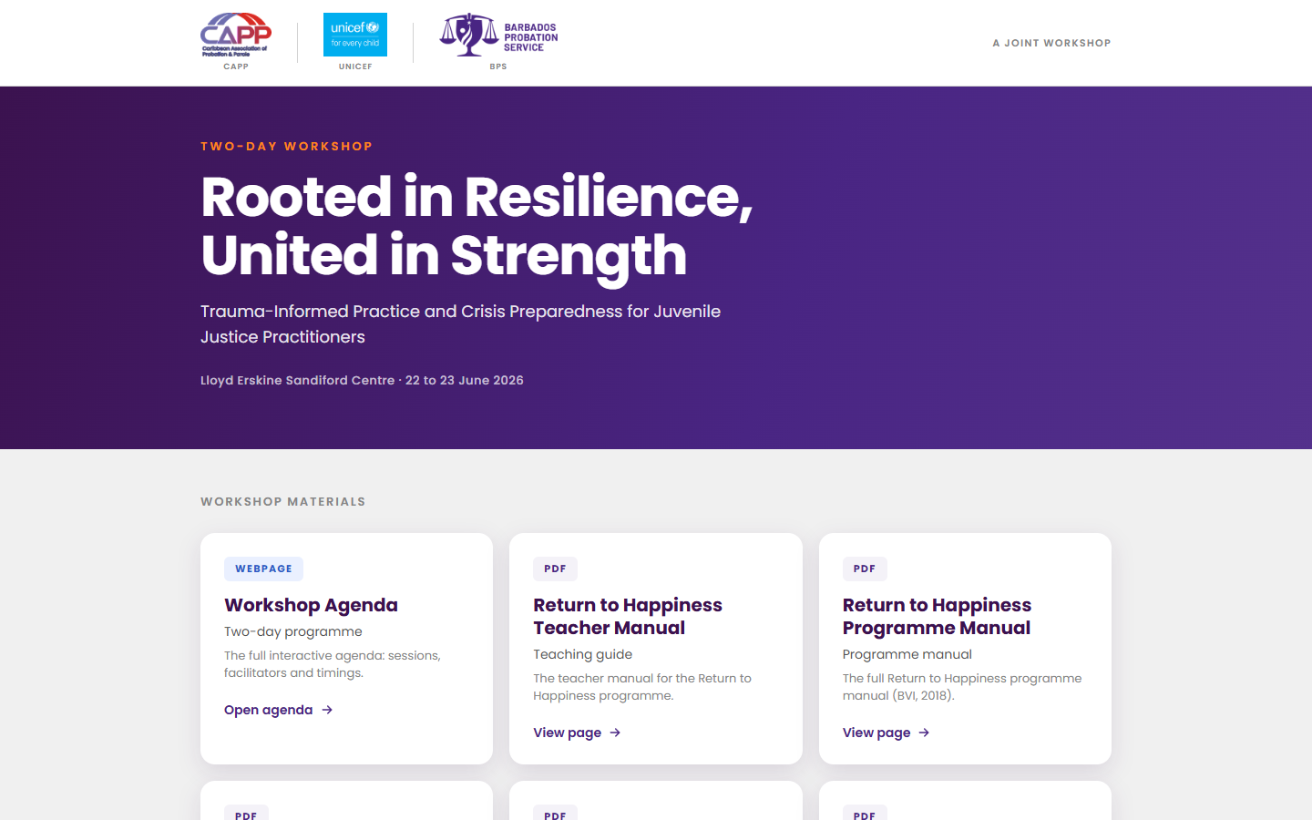 Rooted in Resilience workshop platform, desktop